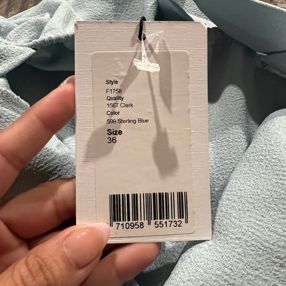 Ganni Women's Cold Shoulder Bow Dress Midi Clark Sterling Blue Size 36 - Picture 10 of 13